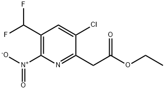 Ethyl 3-chloro-5-(difluoromethyl)-6-nitropyridine-2-acetate Structural