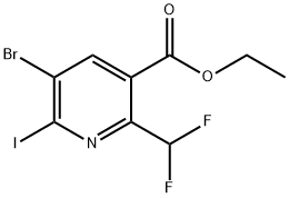 Ethyl 3-bromo-6-(difluoromethyl)-2-iodopyridine-5-carboxylate Structural