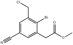 Methyl 2-bromo-3-chloromethyl-5-cyanophenylacetate Structural