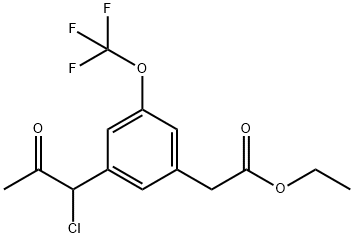 Ethyl 3-(1-chloro-2-oxopropyl)-5-(trifluoromethoxy)phenylacetate Structural