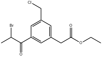 Ethyl 3-(2-bromopropanoyl)-5-(chloromethyl)phenylacetate Structural