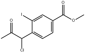 Methyl 4-(1-chloro-2-oxopropyl)-3-iodobenzoate Structural