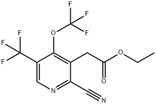Ethyl 2-cyano-4-(trifluoromethoxy)-5-(trifluoromethyl)pyridine-3-acetate Structural