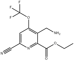 Ethyl 3-(aminomethyl)-6-cyano-4-(trifluoromethoxy)pyridine-2-carboxylate Structural