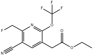 Ethyl 3-cyano-2-(fluoromethyl)-6-(trifluoromethoxy)pyridine-5-acetate Structural