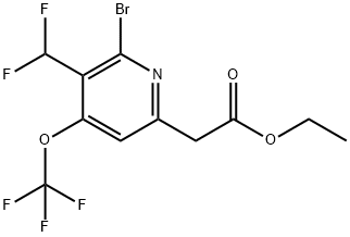 Ethyl 2-bromo-3-(difluoromethyl)-4-(trifluoromethoxy)pyridine-6-acetate Structural