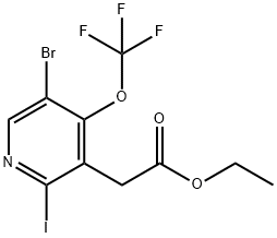 Ethyl 5-bromo-2-iodo-4-(trifluoromethoxy)pyridine-3-acetate Structural