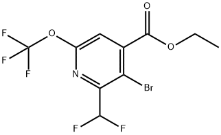 Ethyl 3-bromo-2-(difluoromethyl)-6-(trifluoromethoxy)pyridine-4-carboxylate Structural