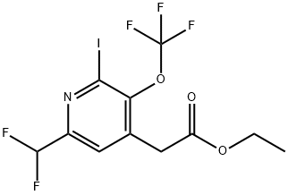 Ethyl 6-(difluoromethyl)-2-iodo-3-(trifluoromethoxy)pyridine-4-acetate Structural