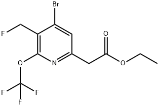 Ethyl 4-bromo-3-(fluoromethyl)-2-(trifluoromethoxy)pyridine-6-acetate Structural