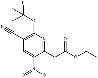 Ethyl 3-cyano-5-nitro-2-(trifluoromethoxy)pyridine-6-acetate Structural