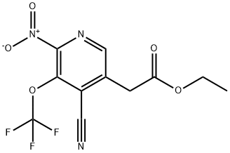 Ethyl 4-cyano-2-nitro-3-(trifluoromethoxy)pyridine-5-acetate Structural