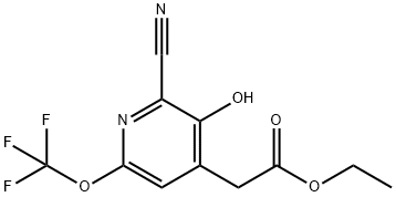 Ethyl 2-cyano-3-hydroxy-6-(trifluoromethoxy)pyridine-4-acetate Structural