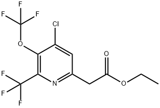 Ethyl 4-chloro-3-(trifluoromethoxy)-2-(trifluoromethyl)pyridine-6-acetate Structural