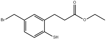 Ethyl 5-(bromomethyl)-2-mercaptophenylpropanoate Structural