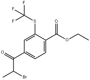 Ethyl 4-(2-bromopropanoyl)-2-(trifluoromethylthio)benzoate Structural