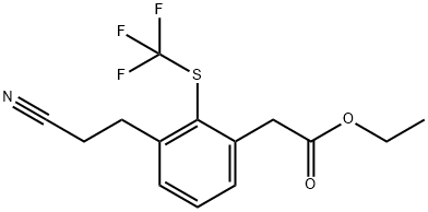 Ethyl 3-(2-cyanoethyl)-2-(trifluoromethylthio)phenylacetate Structural
