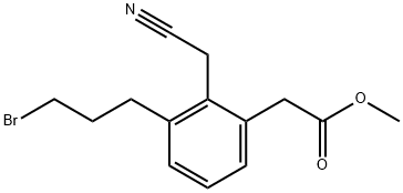 Methyl 3-(3-bromopropyl)-2-(cyanomethyl)phenylacetate Structural