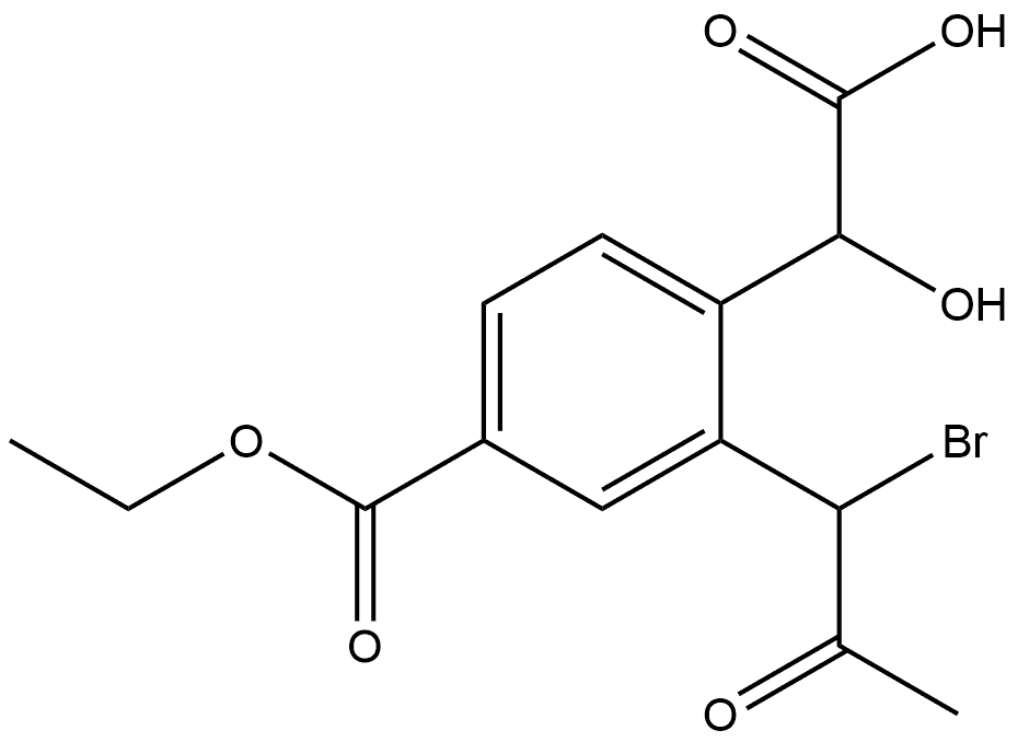 Ethyl 3-(1-bromo-2-oxopropyl)-4-(carboxy(hydroxy)methyl)benzoate Structural
