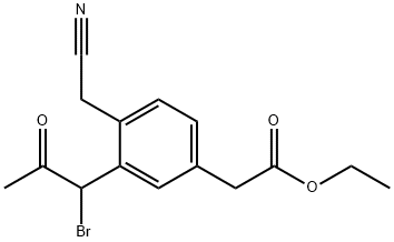 Ethyl 3-(1-bromo-2-oxopropyl)-4-(cyanomethyl)phenylacetate Structural