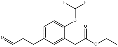 Ethyl 2-(difluoromethoxy)-5-(3-oxopropyl)phenylacetate Structural