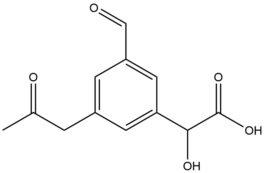 Benzeneacetic acid, 3-formyl-α-hydroxy-5-(2-oxopropyl)- Structural