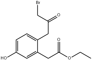 Ethyl 2-(3-bromo-2-oxopropyl)-5-hydroxyphenylacetate Structural