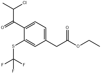 Ethyl 4-(2-chloropropanoyl)-3-(trifluoromethylthio)phenylacetate Structural