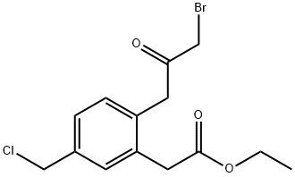 Ethyl 2-(3-bromo-2-oxopropyl)-5-(chloromethyl)phenylacetate Structural