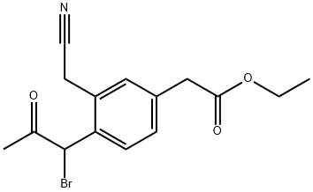 Ethyl 4-(1-bromo-2-oxopropyl)-3-(cyanomethyl)phenylacetate Structural