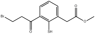 Methyl 3-(3-bromopropanoyl)-2-mercaptophenylacetate Structural