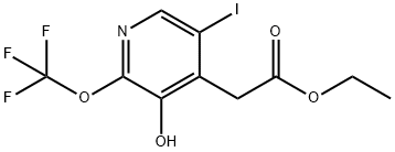 Ethyl 3-hydroxy-5-iodo-2-(trifluoromethoxy)pyridine-4-acetate Structural
