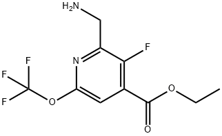 Ethyl 2-(aminomethyl)-3-fluoro-6-(trifluoromethoxy)pyridine-4-carboxylate Structural