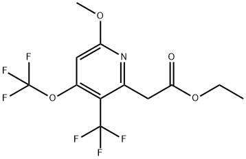 Ethyl 6-methoxy-4-(trifluoromethoxy)-3-(trifluoromethyl)pyridine-2-acetate Structural
