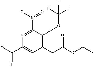 Ethyl 6-(difluoromethyl)-2-nitro-3-(trifluoromethoxy)pyridine-4-acetate Structural