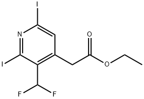 Ethyl 3-(difluoromethyl)-2,6-diiodopyridine-4-acetate Structural