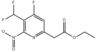 Ethyl 3-(difluoromethyl)-4-fluoro-2-nitropyridine-6-acetate Structural