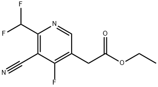 Ethyl 3-cyano-2-(difluoromethyl)-4-fluoropyridine-5-acetate Structural