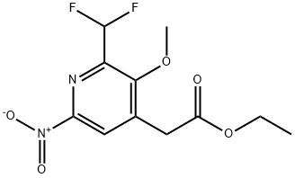 Ethyl 2-(difluoromethyl)-3-methoxy-6-nitropyridine-4-acetate Structural