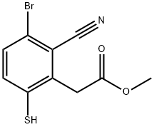 Methyl 3-bromo-2-cyano-6-mercaptophenylacetate Structural