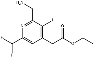 Ethyl 2-(aminomethyl)-6-(difluoromethyl)-3-iodopyridine-4-acetate Structural