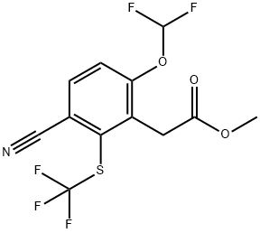 Methyl 3-cyano-6-difluoromethoxy-2-(trifluoromethylthio)phenylacetate Structural