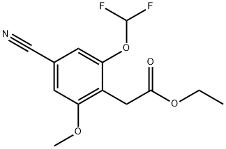Ethyl 4-cyano-2-difluoromethoxy-6-methoxyphenylacetate Structural