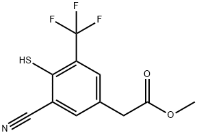 Methyl 3-cyano-4-mercapto-5-(trifluoromethyl)phenylacetate Structural