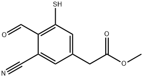 Methyl 3-cyano-4-formyl-5-mercaptophenylacetate Structural