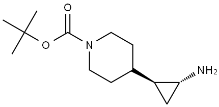 tert-butyl 4-[2-aminocyclopropyl]piperidine-1-carboxylate, trans Structural