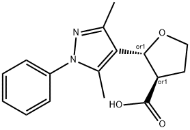 rac-(2R,3R)-2-(3,5-dimethyl-1-phenyl-1H-pyrazol-4-yl)oxolane-3-carboxylic acid, trans Structural