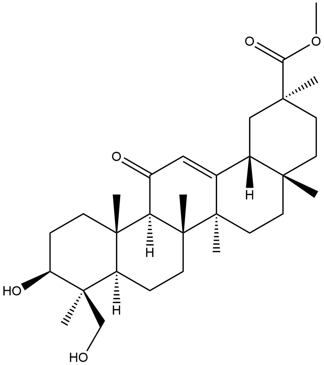 Olean-12-en-29-oic acid, 3,24-dihydroxy-11-oxo-, methyl ester, (3β,4β,20β)- Structural