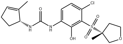 Urea, N-[4-chloro-2-hydroxy-3-[[(3R)-tetrahydro-3-methyl-3-furanyl]sulfonyl]phenyl]-N'-[(1R)-2-methyl-2-cyclopenten-1-yl]- Structural