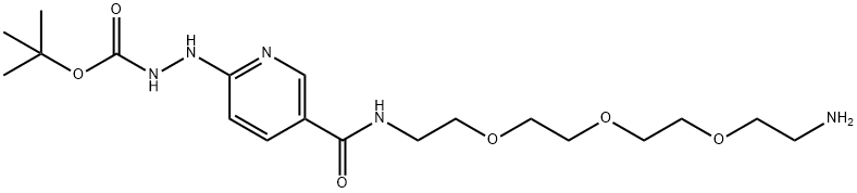 Hydrazinecarboxylic acid, 2-[5-[[[2-[2-[2-(2-aminoethoxy)ethoxy]ethoxy]ethyl]amino]carbonyl]-2-pyridinyl]-, 1,1-dimethylethyl ester Structural